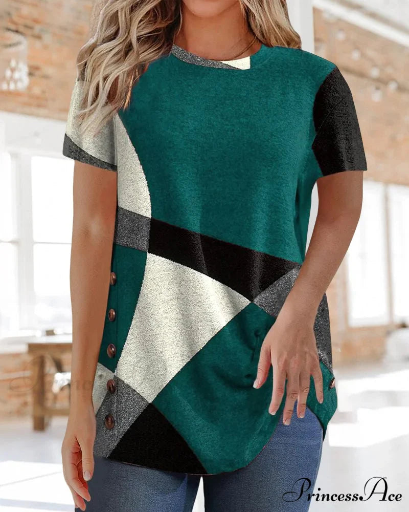 Design Geometric Contrast T-shirt