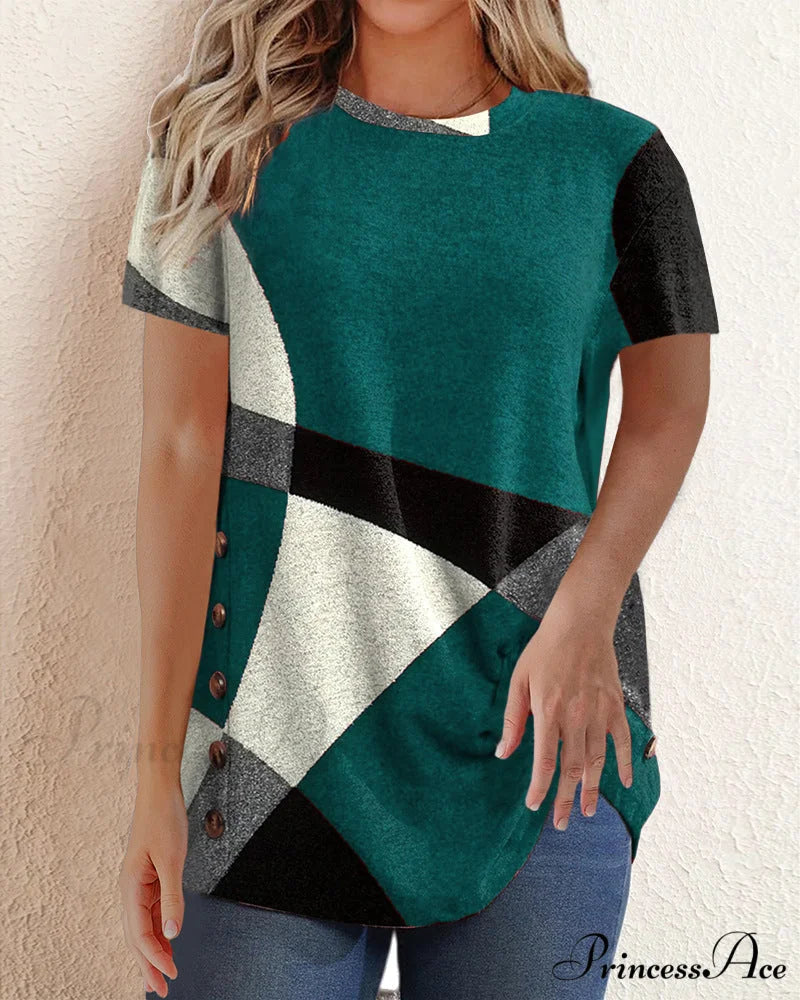 Design Geometric Contrast T-shirt