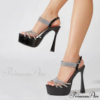 Designer Crystal Narrow-Band Ankle-Strap Wedding Platform Sexy Open-Toe High Heel