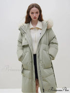 Detachable Fox Fur Collar Windbreaker Down Winter Warm Stylish Elegant Cozy Coat