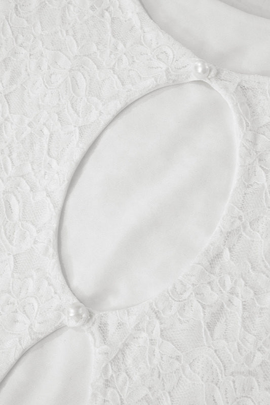 Sweet Sheer Lace Ruffle Mini Dress