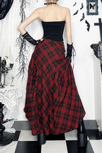 Red Plaid Gothic Adjustable Skirt