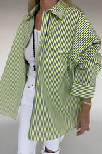 Striped Button Up Long Sleeve Blouse