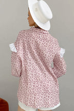 Elegant Leopard Print Cotton Long Sleeve Blouse