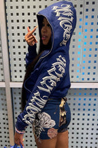 Letter Print Drawstring Hoodie