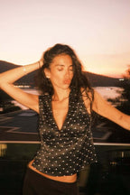 Polka Dot V-Neck Cami Crop Top