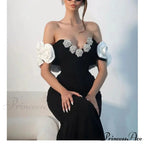 Diamond Flowers Off-The-Shoulder Party Dress
