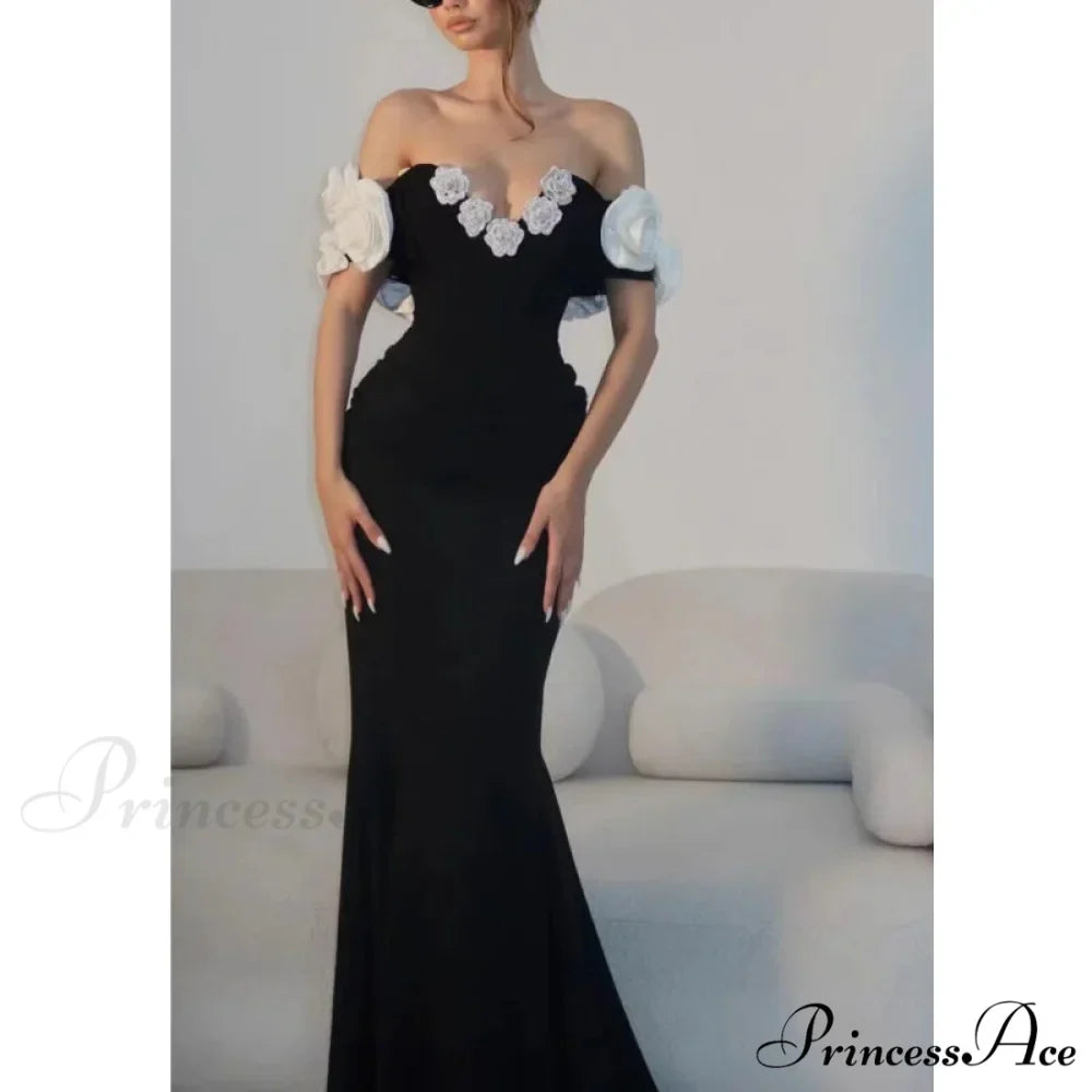 Diamond Flowers Off-The-Shoulder Party Dress
