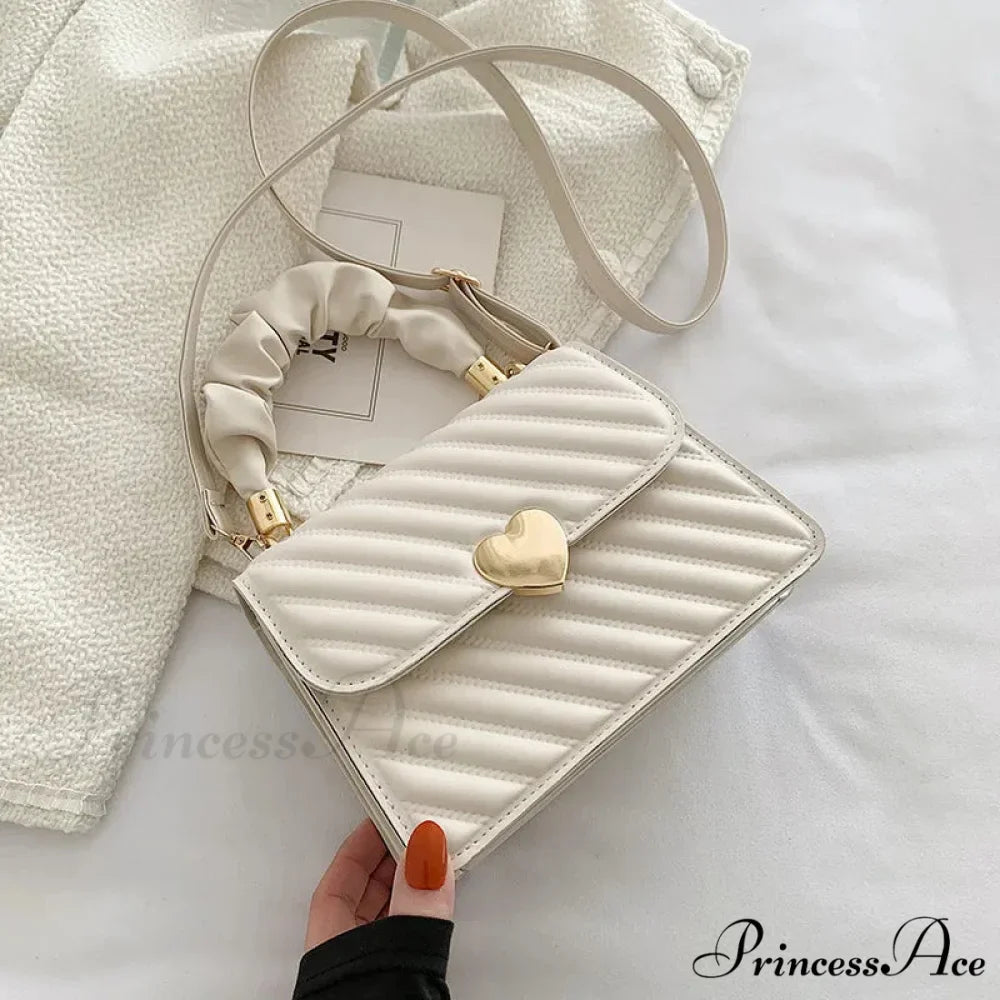 Diamond Folded Heart-Shaped Tote Crossbody