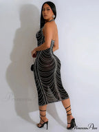 Diamond Halter Midi Party Dress