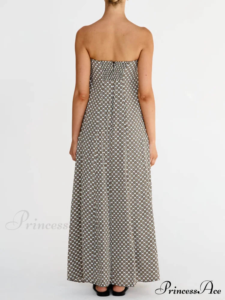Diamond Print Stylish Bohemian Maxi Dress