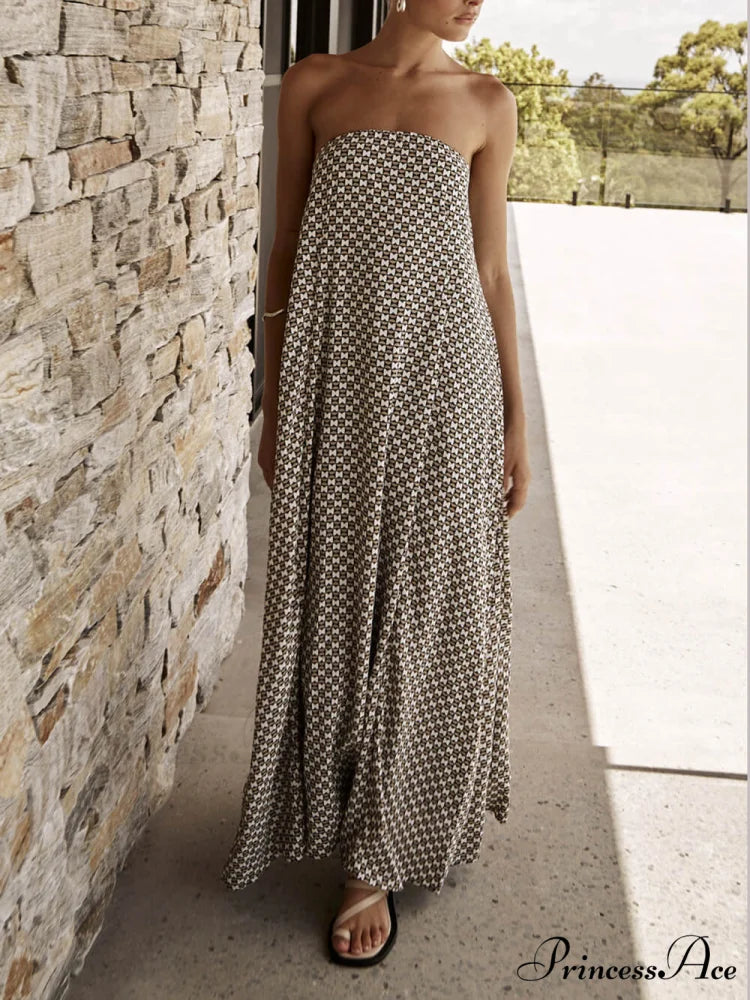 Diamond Print Stylish Bohemian Maxi Dress