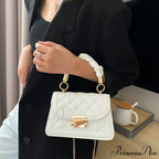 Diamond-shaped Chain Faux Leather Messenger Purse
