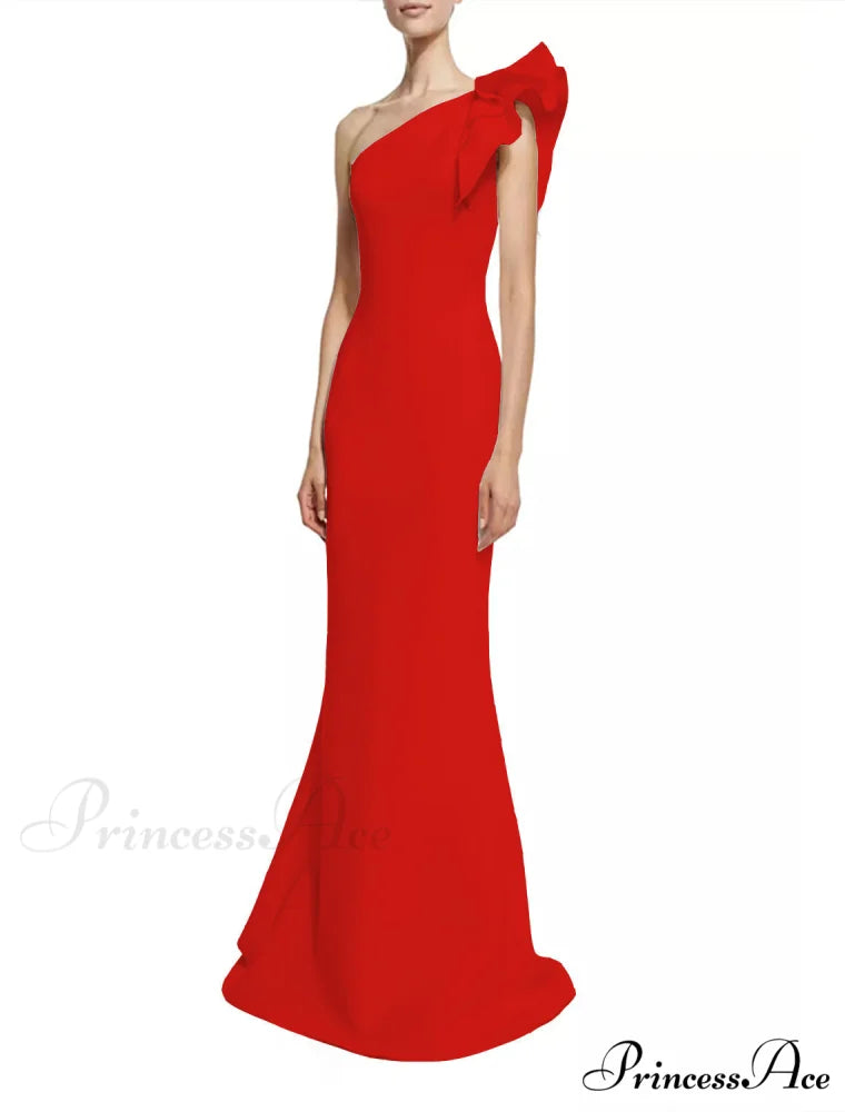 Diana Formal One Charming Shoulder Ruffle Dress