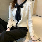 Different Color Button V-Neck Knit Cardigan