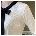 Different Color Button V-Neck Knit Cardigan