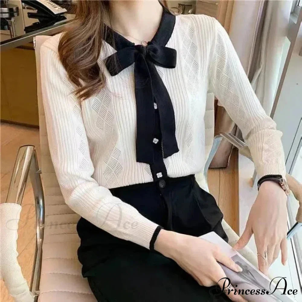 Different Color Button V-Neck Knit Cardigan