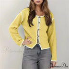 Different Colored Thread Long Sleeve Button Cardigan