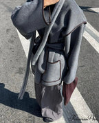 Differing Seam Woolen Coat