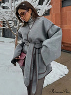 Differing Seam Woolen Coat