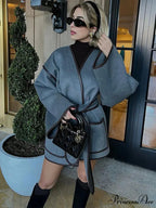 Differing Seam Woolen Coat