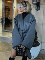 Differing Seam Woolen Coat