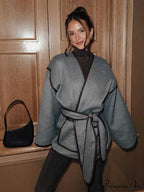 Differing Seam Woolen Coat