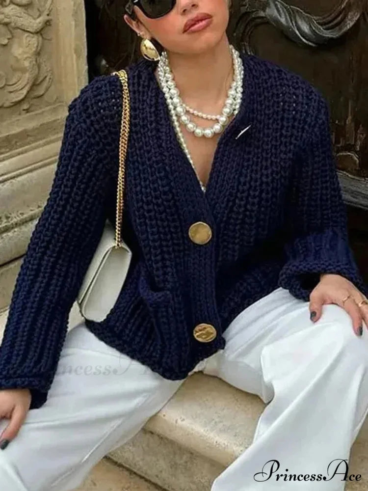 Distinguish Extended Sleeve Knitted Cardigan