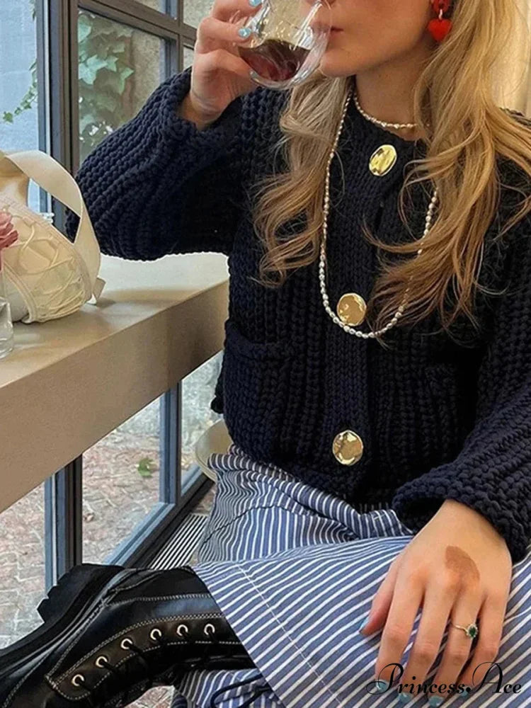 Distinguish Extended Sleeve Knitted Cardigan