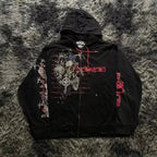Distress Gothic Cranium Zipper Hoodie