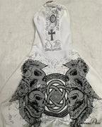 Distress Gothic Cranium Zipper Hoodie
