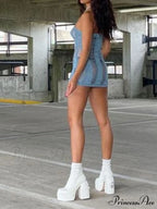 Distressed Green Halter Trendy Crop Cami Top