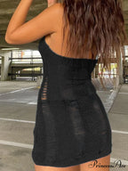 Distressed Green Halter Trendy Crop Cami Top