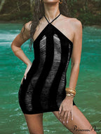 Distressed Green Halter Trendy Crop Cami Top