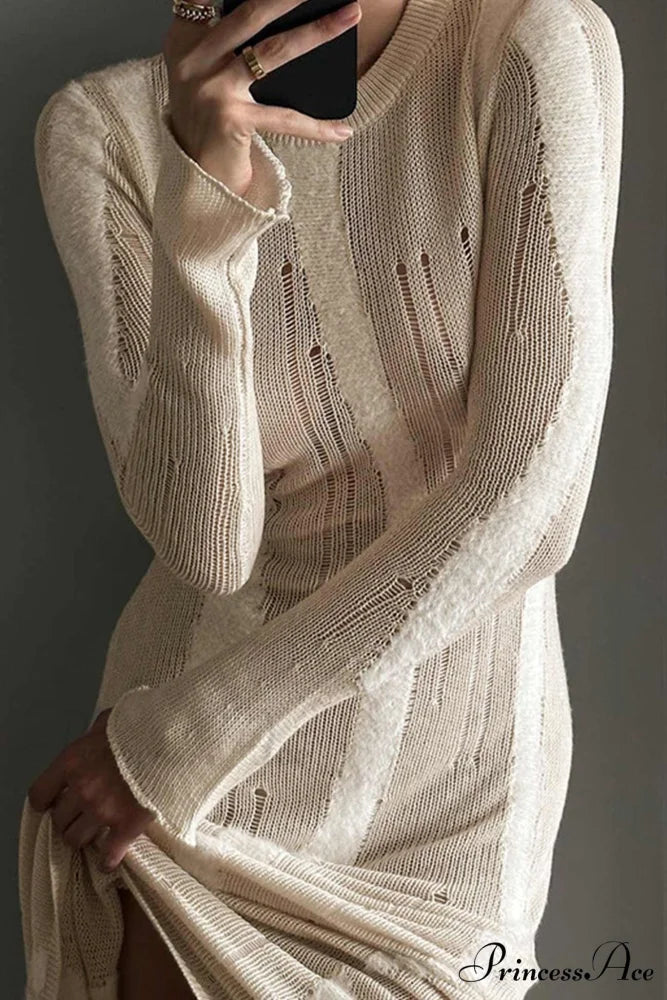 Distressed Hollow Out Knit Dress
