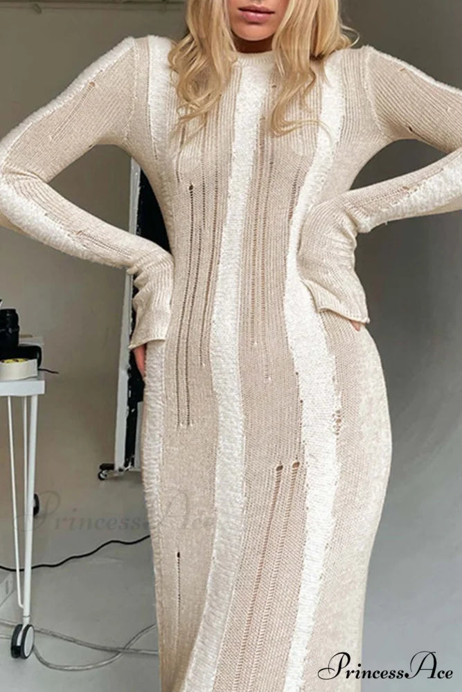 Distressed Hollow Out Knit Dress