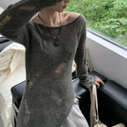 Distressed Hollow Out Knitted Jumper Trim Thin Pullover Knit Top