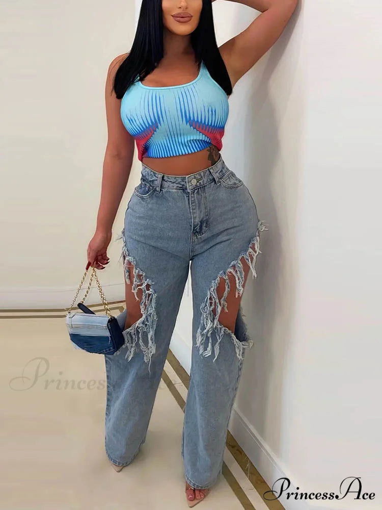 Distressed Pleated Graceful Denim Mini Skirt