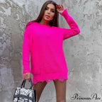 Distressed Trim Pullover Sweater Modern Mini Dress - Emerald Green