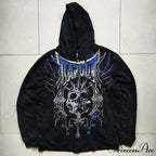 Distressed Zip Up Sweater