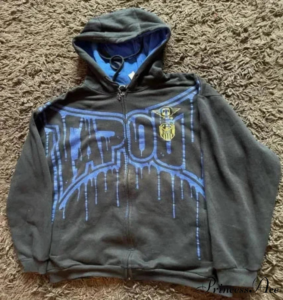 Distressed Zip Up Sweater