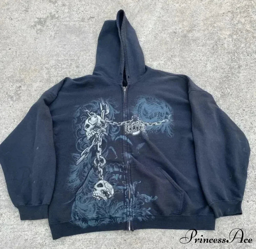 Distressed Zip Up Sweater