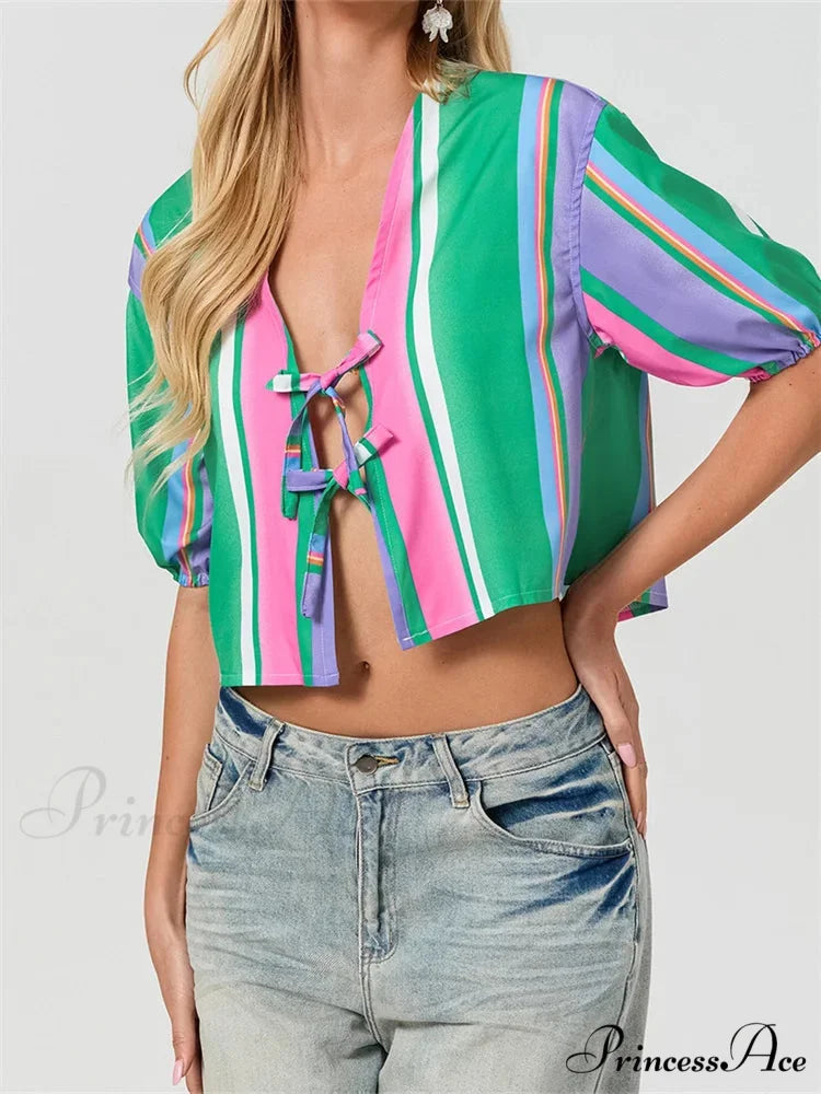 Divide Bind Puff Sleeve Top