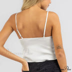 Divided Hem Gathered V-Neck Crop Top