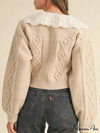 Doll Collar Tie-Up Lengthy Sleeve Knit Cardigan