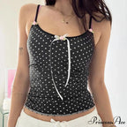 Dotted Bow Camisole Crop Top