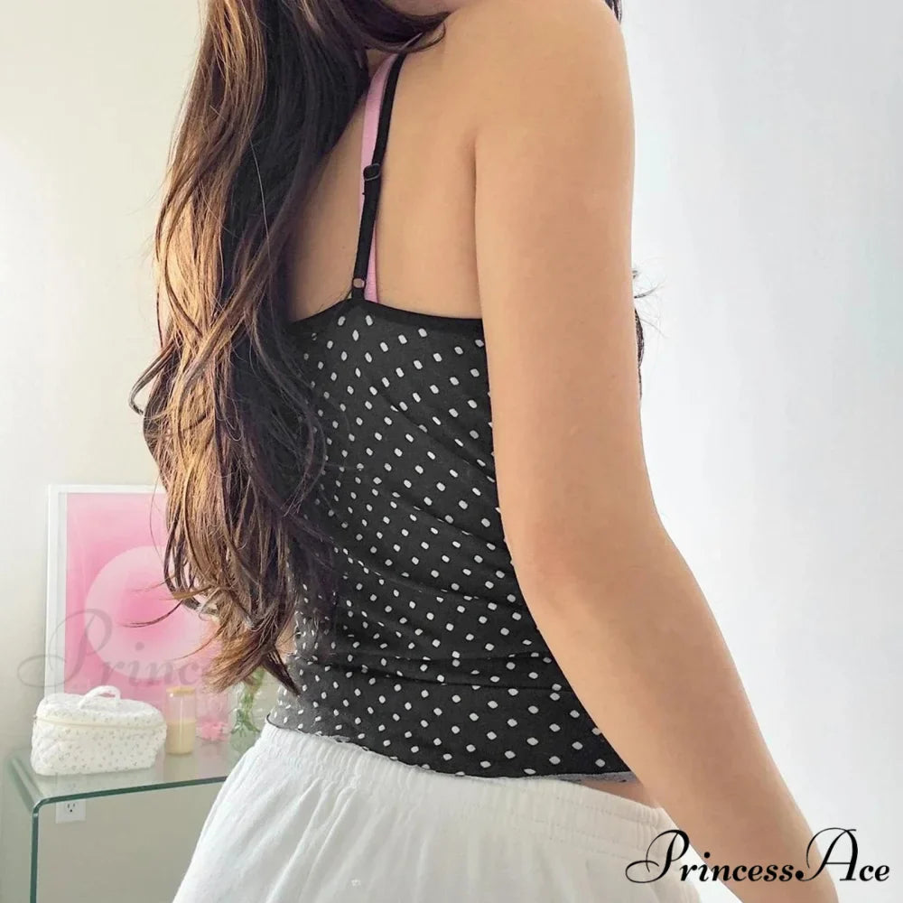 Dotted Bow Camisole Crop Top