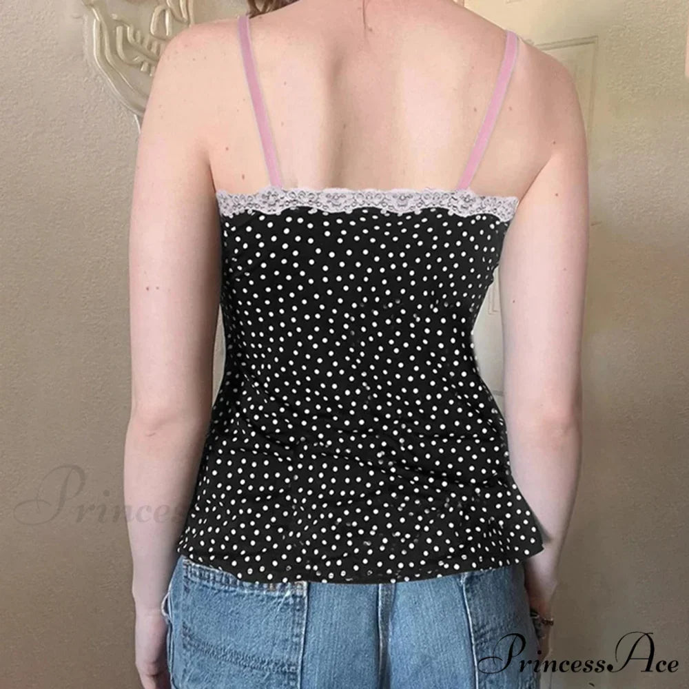 Dotted Bow Lace Cropped Top