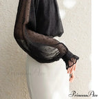 Dotted Chiffon High Neck Fall Blouse