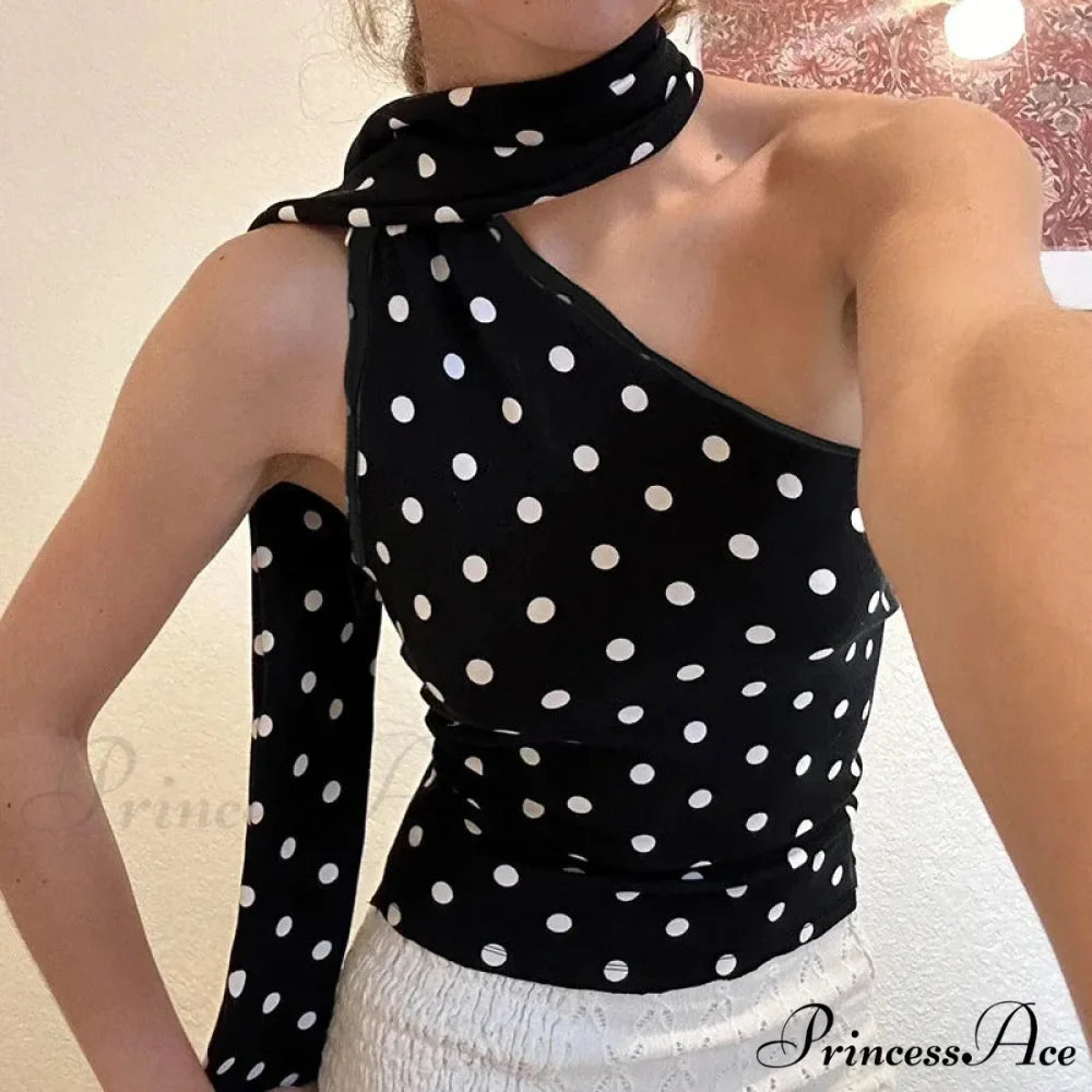 Dotted Scarf Midriff Top